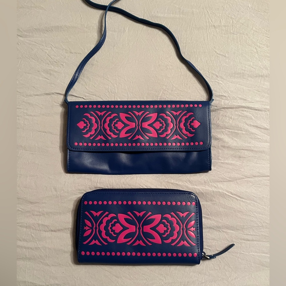 Vera Bradley Stylish Blue and Pink Women's Bag Set
